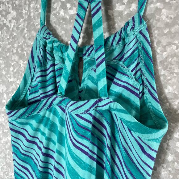 Dakini Blue Striped Racerback Sleeveless Activewear Dress - Size XS - Shelf Bra - Picture 6 of 7
